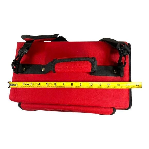 Sizzix Sizzlits Red Tote Bag Carrier Shoulder Strap Holds 4 Alphabet Sets Zipper - Picture 10 of 12